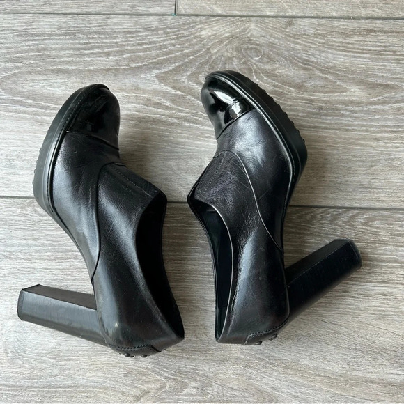 Tod’s Patent Smooth Mixed Leather Studded Block Heel Ankle Boots Made in Italy - Picture 7 of 13